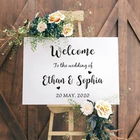welcome wedding sign wall sticker custom bride and groom names vinyl decals wedding board decoration removable murals 4099