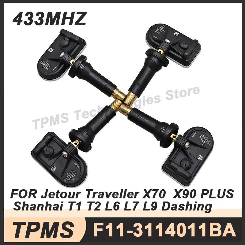 

4 шт. датчик контроля давления в шинах TPMS для Jetour X70 X90 PLUS Traveller Shanhai T2 L6 L7 L9 Dashing F11- 3114011 BA 433 МГц