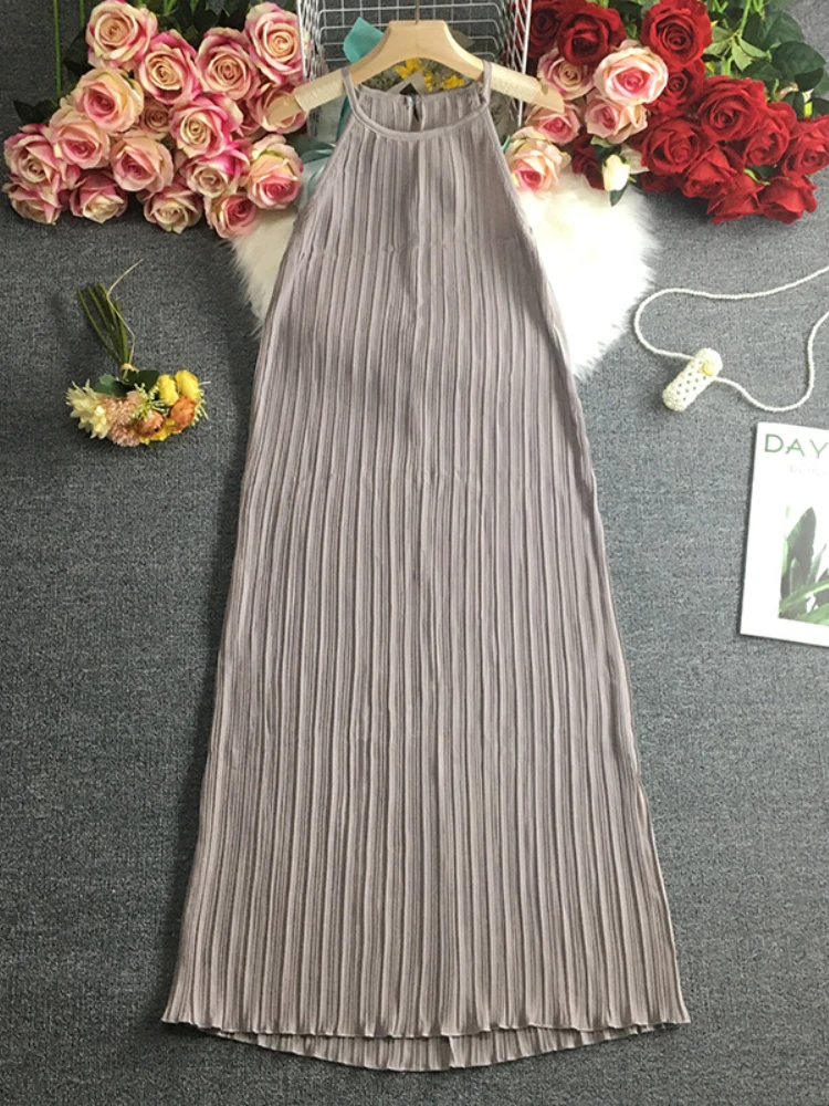 

2023 Летнее белое черное платье, платье на день рождения для женщин, платье без рукавов с подвесным воротником для женщин, женская модель, сексуальная юбка