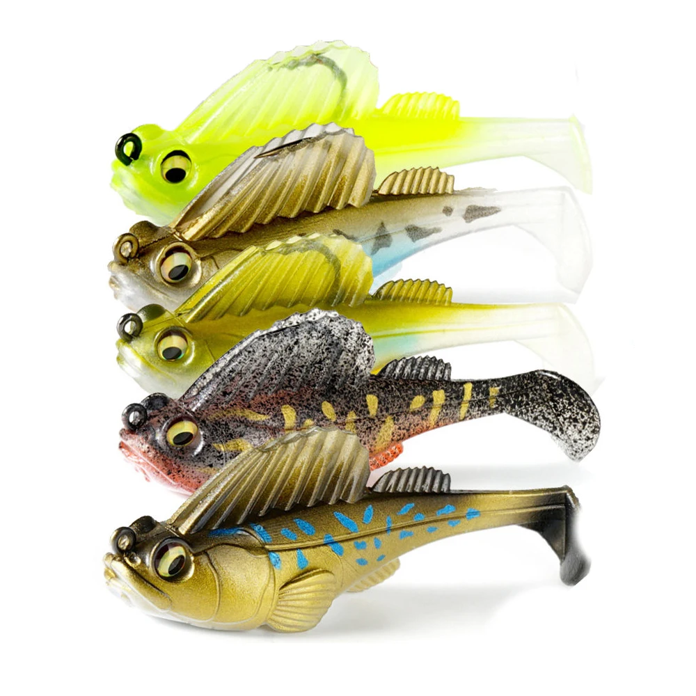 

6pcs/lot Dark Sleeper Swimbaits T tail Soft Bait Mustad Hook fit Seabass Pike Bass lures