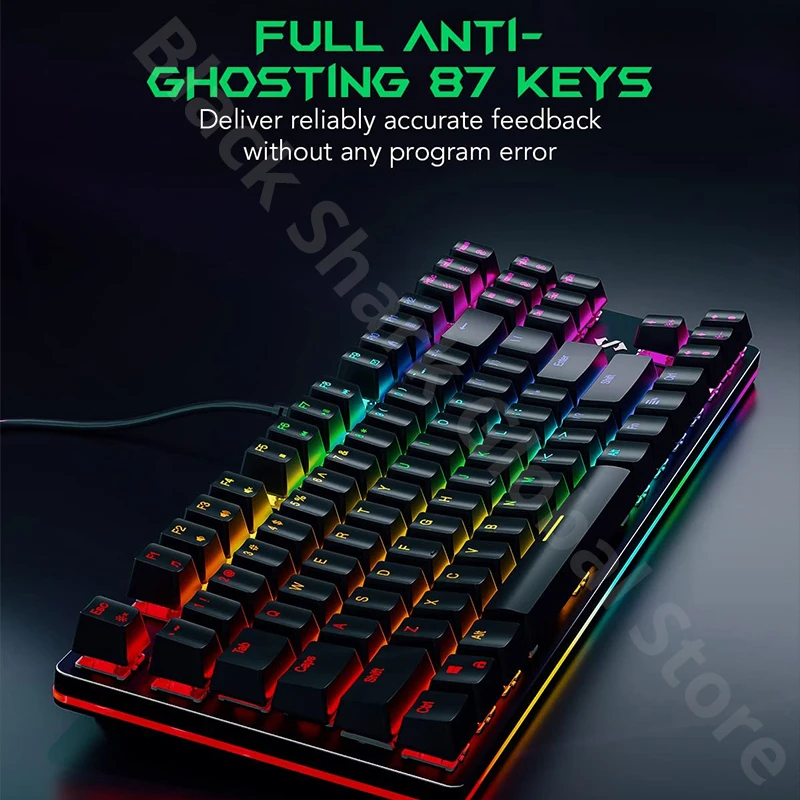 Игровая клавиатура Black Shark BS-K1 RGB подсветка 87 клавиш механический TKL дизайн синий