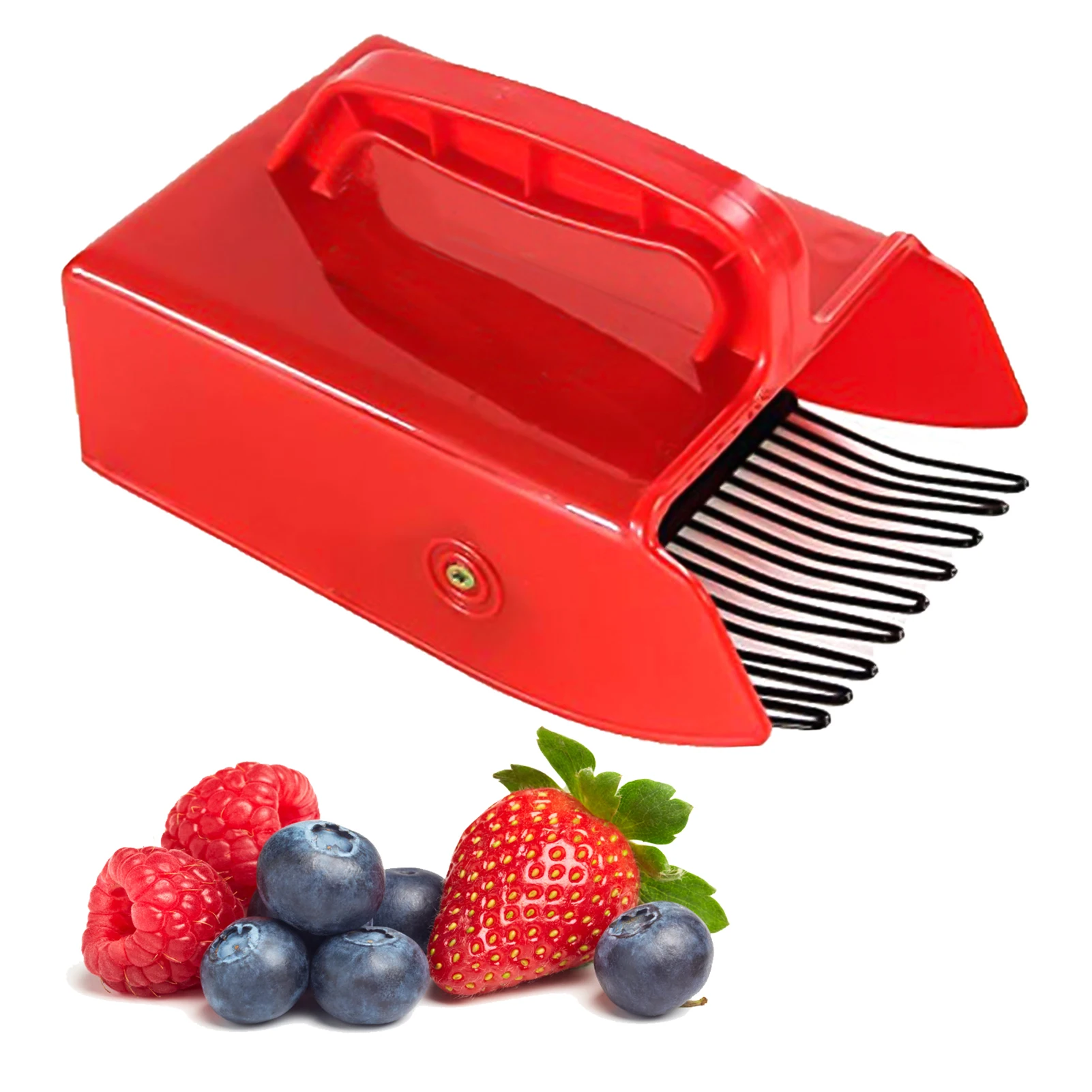 

Picker Comb Harvester Tool Red Picker With Metallic Comb Manual Gardening Tools Ergonomic Handle Red