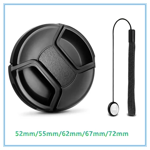 Защитная крышка для объектива камеры 52 мм 55 мм 62 мм 67 мм 72 мм со шнуром для защиты от потери заводская цена для Canon Nikon Sony аксессуары