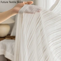 japanese style gauze curtains are not transparent to people balcony yarn living room bedroom white simple vertical stripes