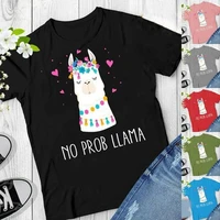 no prob llama alpaca print t shirt women short sleeve o neck loose tshirt summer women tee shirt tops camisetas mujer