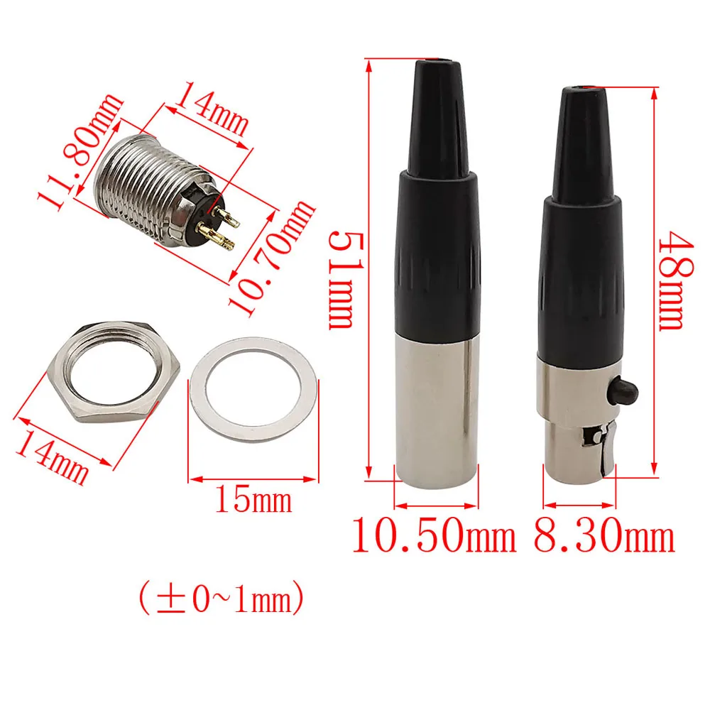 1 пара мини XLR 3/4/5/6 контактный штекер женский аудио разъем для микрофона разъемы