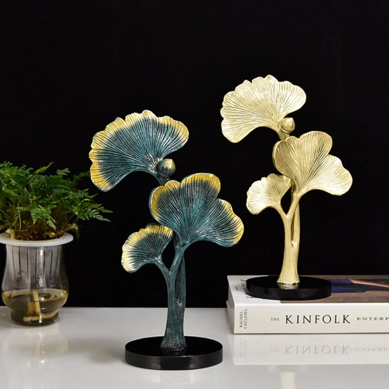 

Статуэтка, винтажные настольные аксессуары ручной работы, гингко лист, орнамент, стоячая скульптура, художественная Статуэтка из смолы