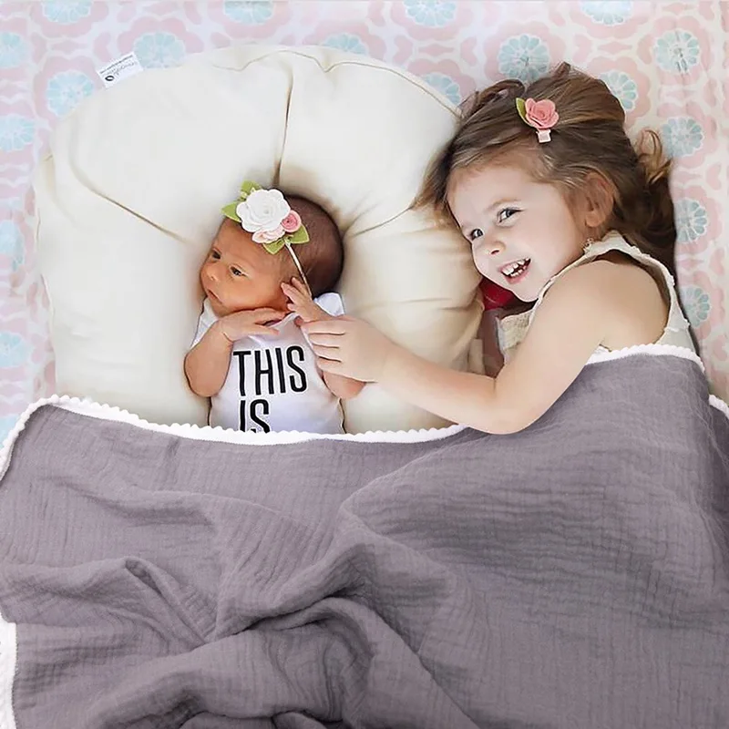 

Cotton Gauze Wrapping Towel Pure Color Hair Ball Air-conditioning Blanket Babies Windproof Newborn Duvet Four Seasons Universal