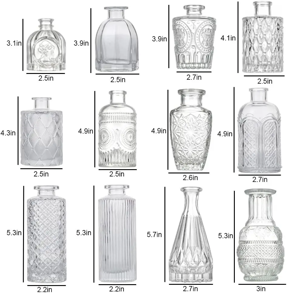 6/8/12 стеклянных бутонов зеркальные прозрачные бутоны вазы оптом маленькие для