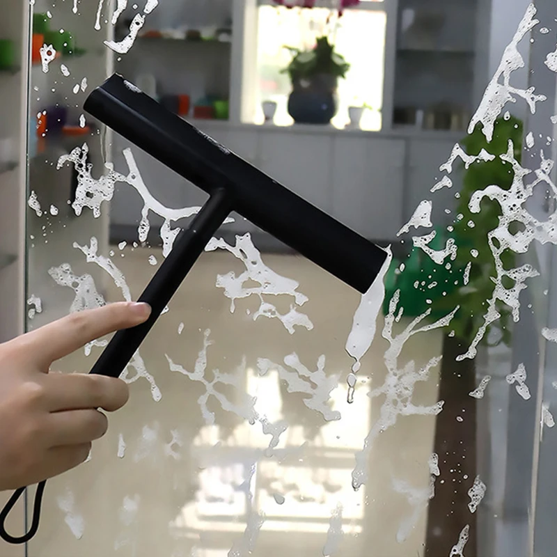 Silicone Shower Squeegee With Handle Cleaning Brush Bathroom Mirror Washing Wiper Hanger Floor Window Cleaning Household