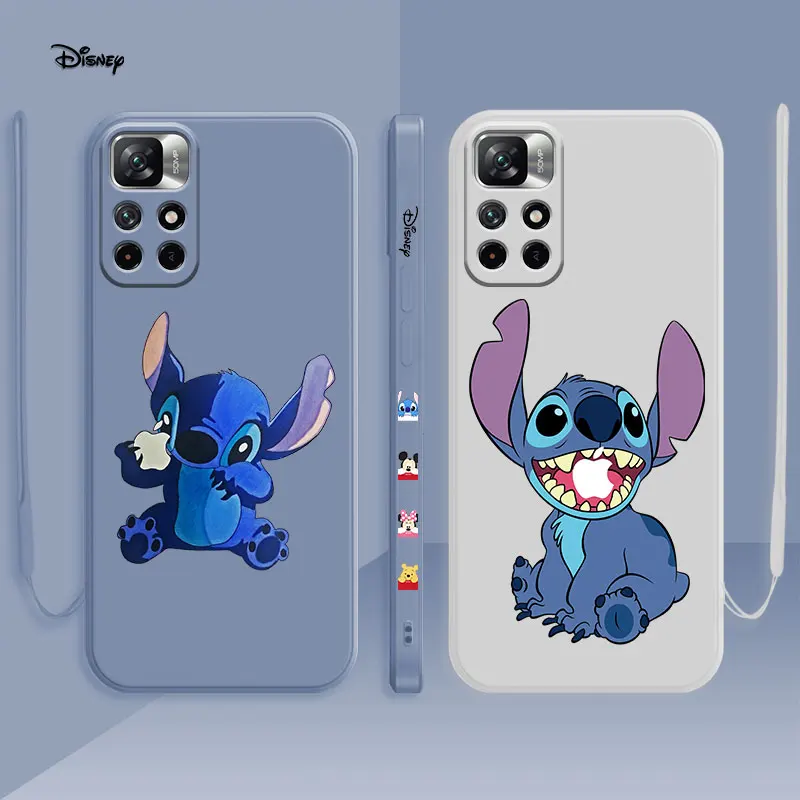 

Stitch Holding Apple Fashion Girl Liquid Case Redmi Note 9 9S 9T 10 10T 8 7 Redmi K40 Pro 9A 9C 9T 10 10C 8 Silicon Square Funda