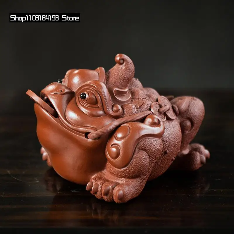 

Скульптура Yixing ручной работы, украшения для чая из фиолетовой глины, для домашних животных, счастливая Золотая Статуэтка для чая, ремесла, украшение для китайского чайного набора