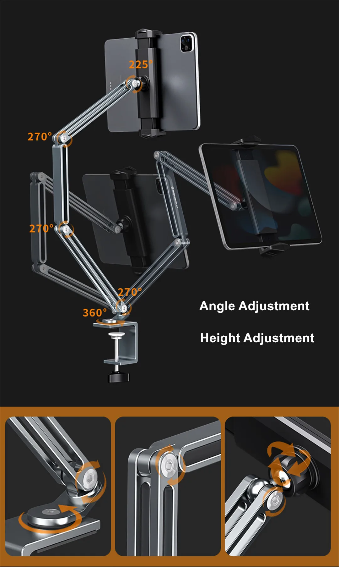 Сверхмощная Алюминиевая Подставка для планшета iPad Pro 12 9 держатель зажимное