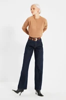 trendyol stitch detail high bel wide leg jeans twoaw22je0440