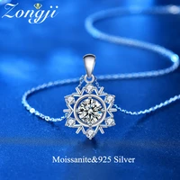 100 moissanite necklace 925 sterling silver diamond snowflake pendant necklace women men promise wedding gift jewelry