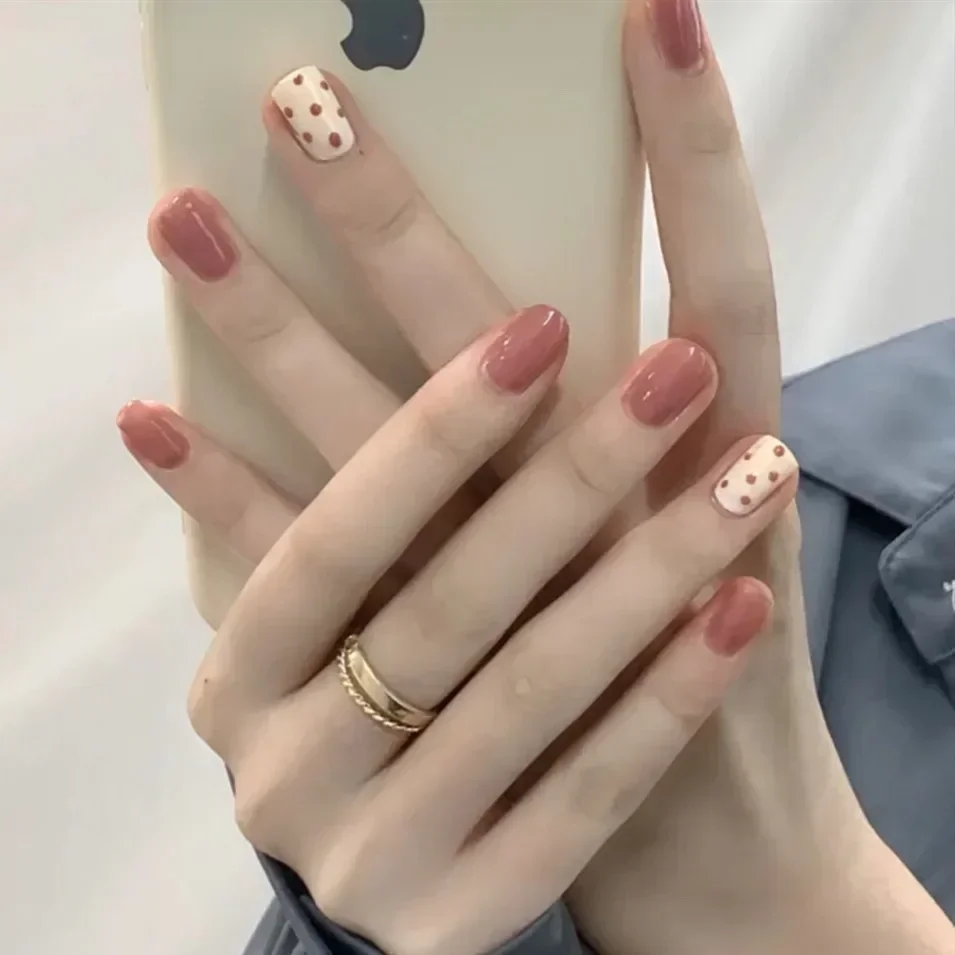 

24Pcs/Box Pink Fake Nails Press On Nails Short Square Head French Tips Nails Set Press On Nail With 24Pcs Glue Sticker Nail Art