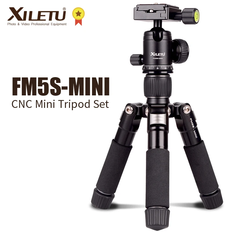 

XILETU FM5S Portable Tripode Lightweight Travel Stand Tabletop Video Mini Tripod with 360 Degree Ball Head for Camera DSLR SLR