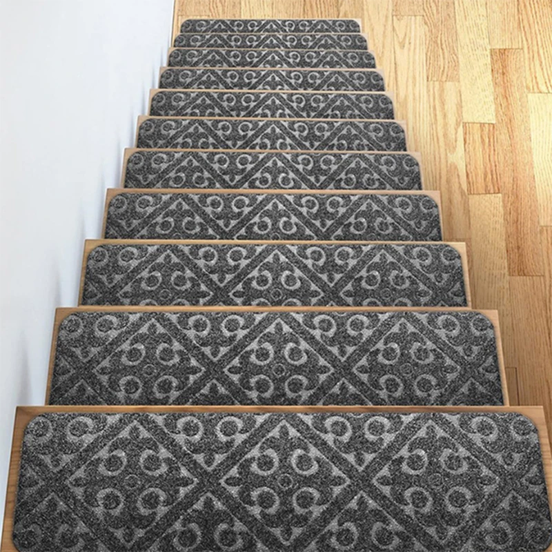 15Pcs Self Adhesive Nti-Slip Stair Carpet Mat Safety Protection Staircase Rug for Kids Quiet Indoor Floor Mats