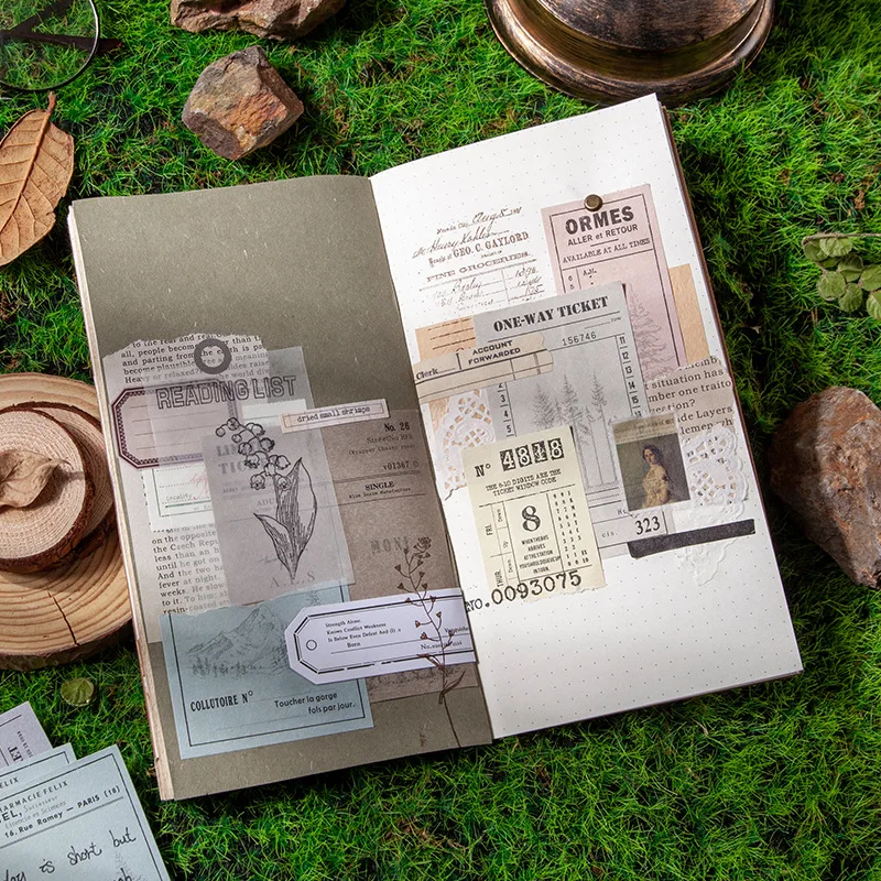 

Feng 50Pcs/Set Mysterious Adventure Series Material Paper Junk Journal Planner Scrapbooking Decorative DIY Craft Paper Vintage
