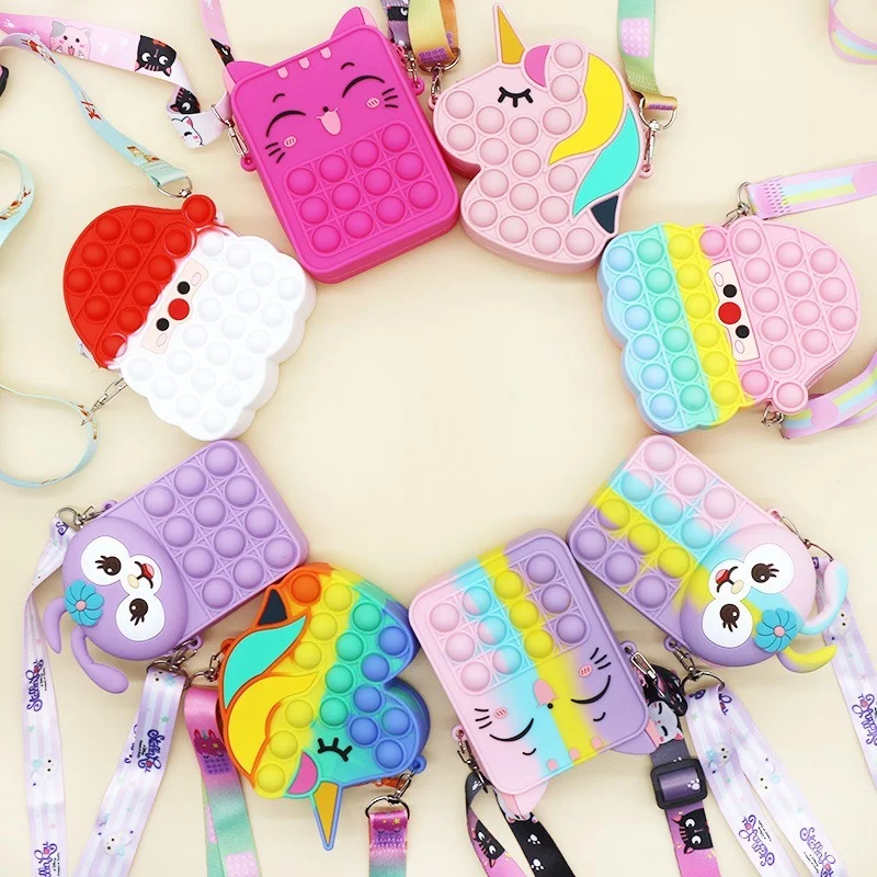 

Fidget Toys Press Bag Push Bubble Wallet Bag Coin Purse Fidget Antistress Toys Kawaii Silicone Bag