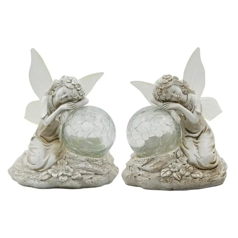 Солнечная садовая фея уличная статуя со стеклянным шаром солнечный свет