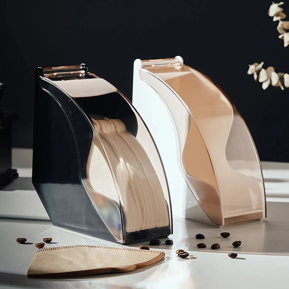 

Hand Drip Coffee Filter Paper Holder Storage Rack With Acrylic Cover Dispenser Storage Barista Tools For Kitchen Utensils Filter