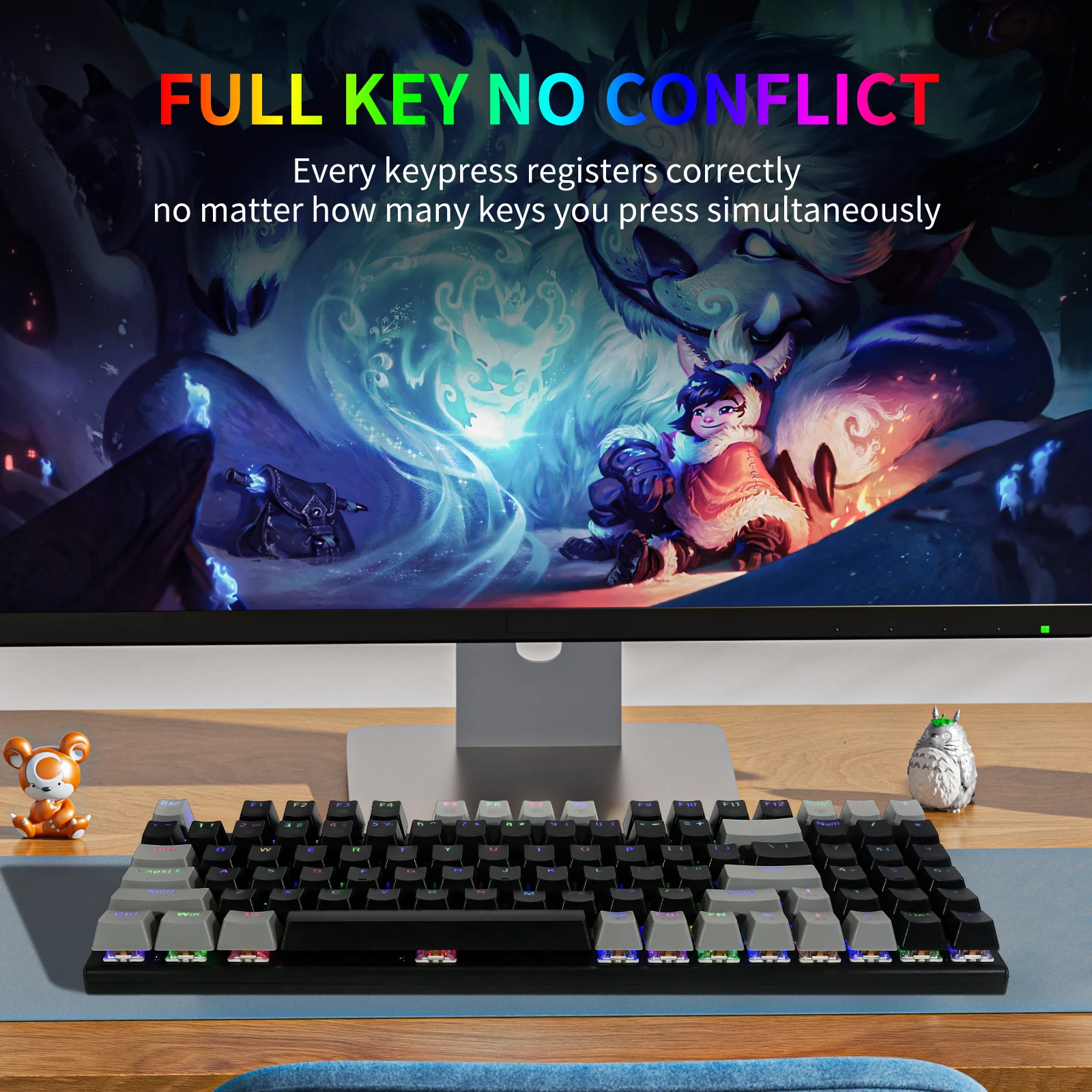Фото Механическая игровая клавиатура E-YOOSO Z-19, настоящая RGB-подсветка, 5-контактная с возможностью горячей замены, 94 клавиш для ПК/компьютера №5