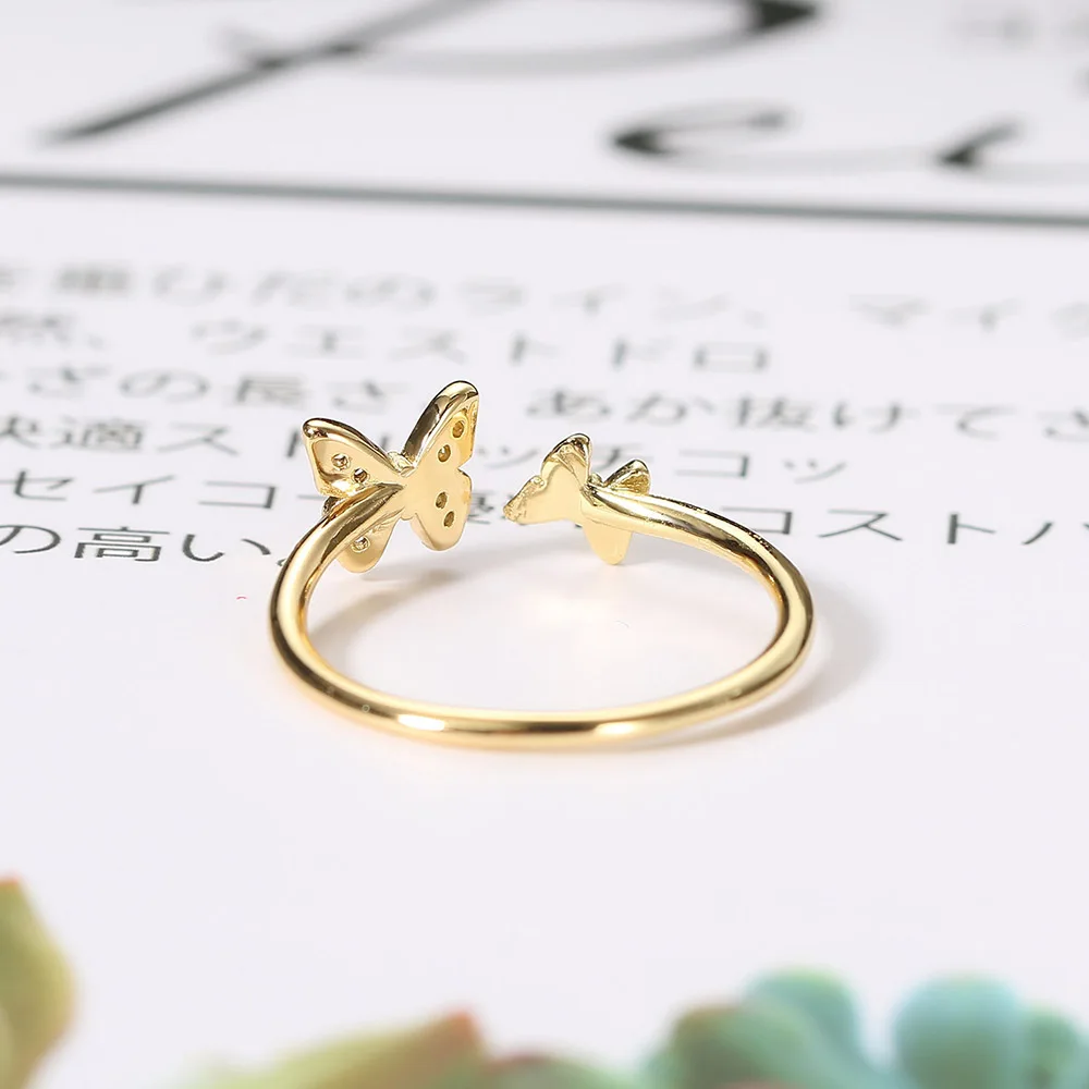 Женское кольцо с бабочкой регулируемые изящные кольца блестящими фианитами