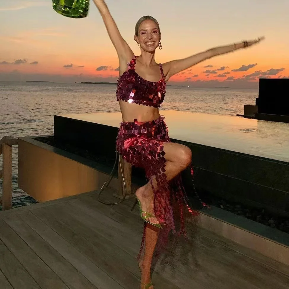 

Осень/Зима 2023, женское вечернее платье с зеркалом для вечерние, женское квадратное блестящее короткое платье розового цвета