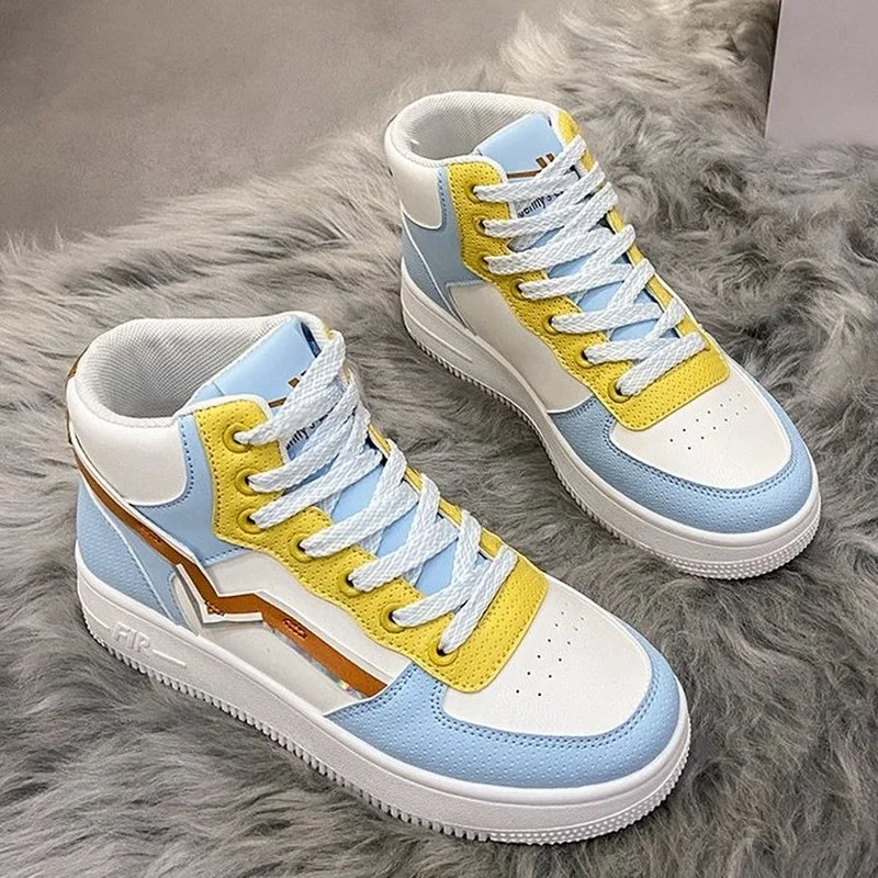

2021 Fall Women's Casual Sneakers Ladies High Top Sports Shoes Comfy Flats Fashion Female Students Board Shoes Vulcanize Shoes