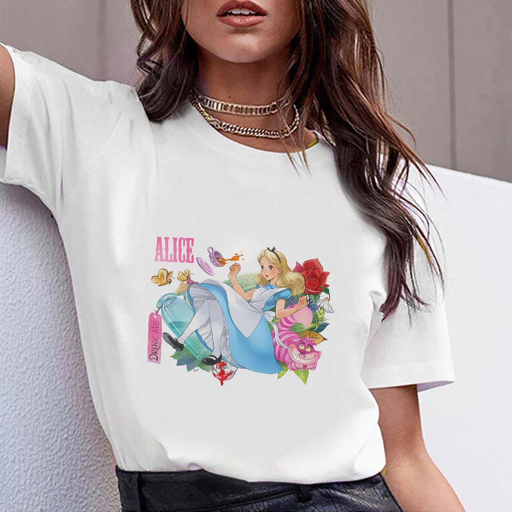 

Dropship Disney Alice in Wonderland T Shirts Female Comfortable Women Fashion Graphic Cute Tee Top Aesthetic Kawaii T-shirt