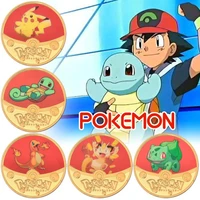 japanese anime pok%c3%a9mon gold coin card pikachu gilded game collection card childrens cartoon toys