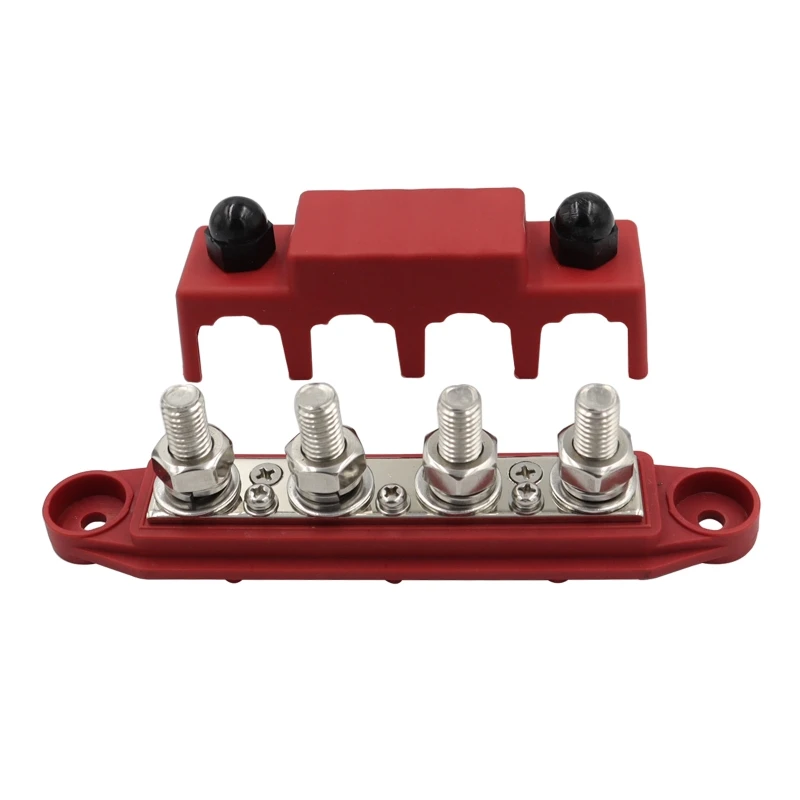 

4 Terminal Power Distribution Block Bus Bar with Covers 250 Amps Rating Marine Bus Bar Battery Terminal Distribution