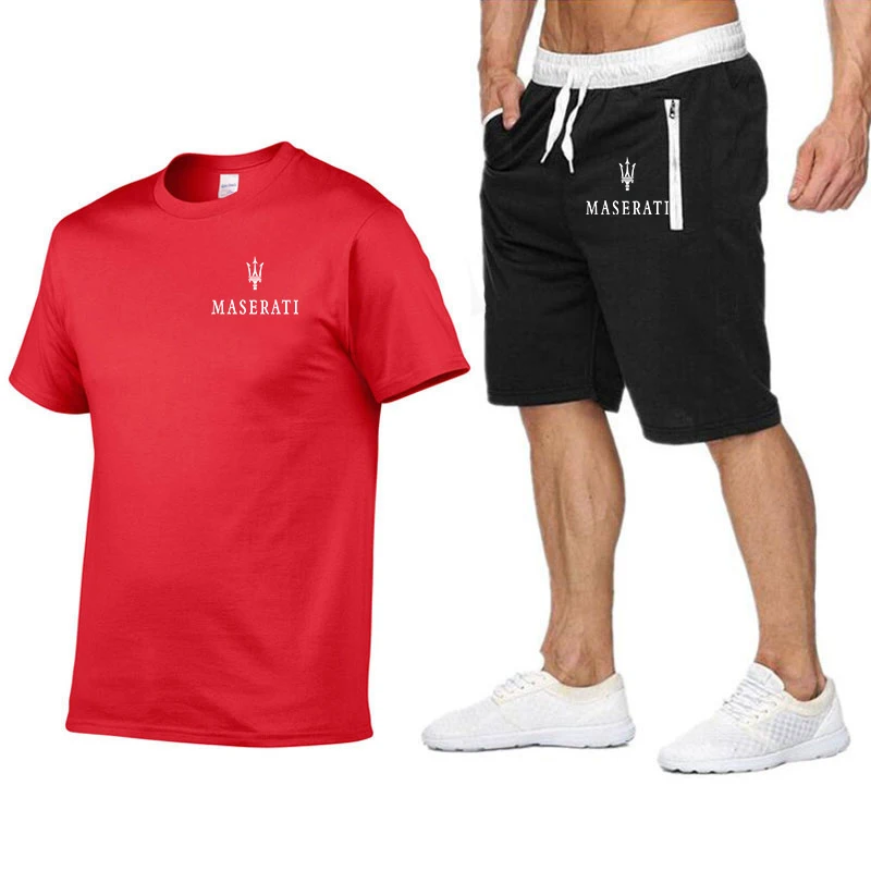 Men's summer sports suit short sleeved T-shirt shorts New men's casual suit shorts T-shirt 2 pieces