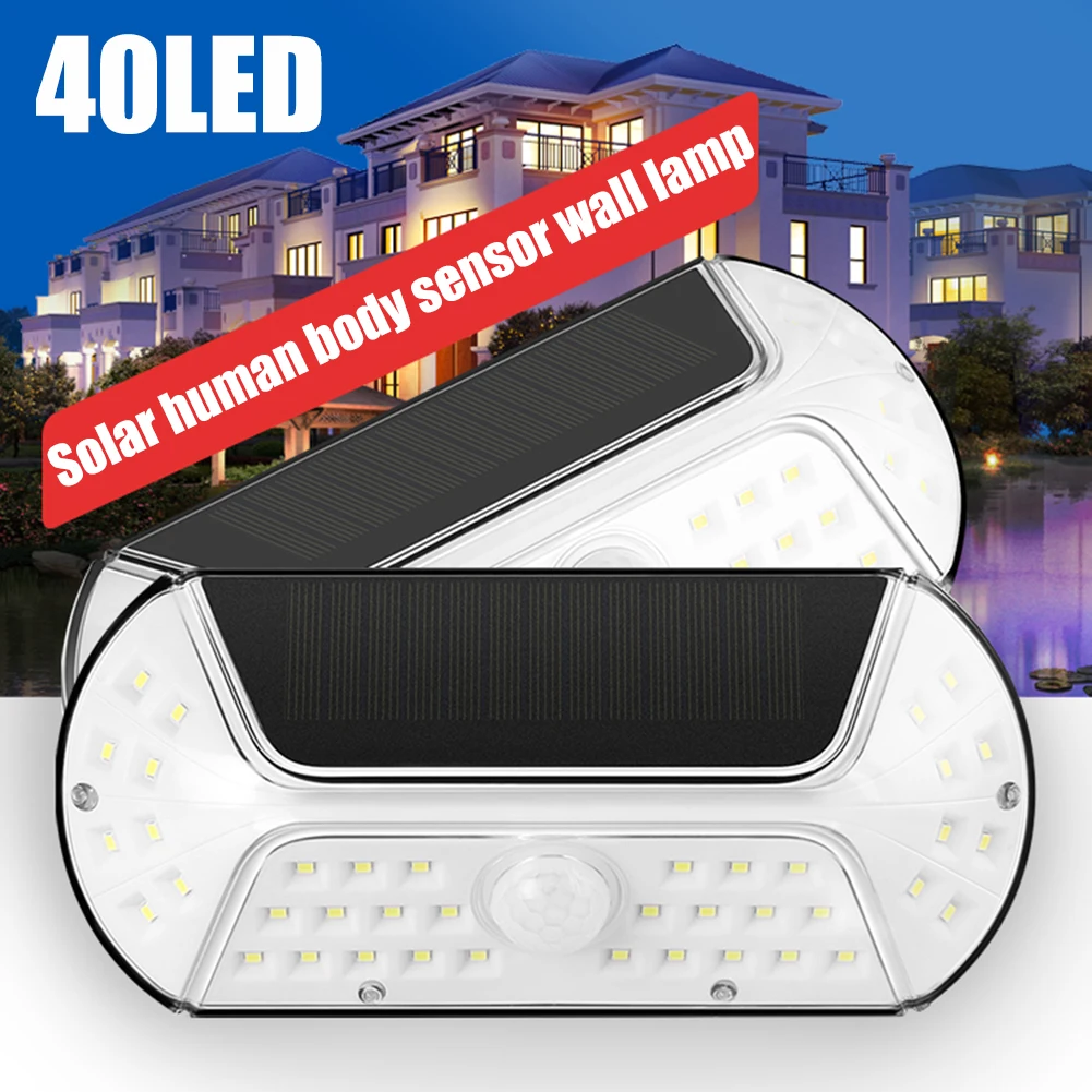 

Solar Panel Wall Lamp Decorative Light 40 LED Solar Light 3 Modes Human Body Sensor Wall Lamp Outdoor Garden Decoration