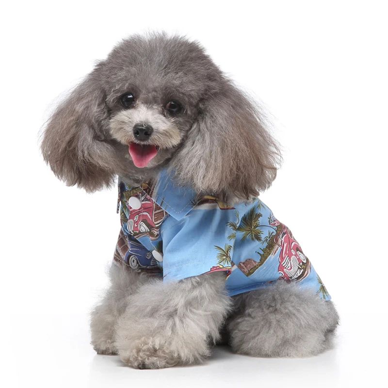 

Pet Hawaiian Shirt Dog Clothes Spring/summer Print Shirt Dog Beach Plaid Shirt