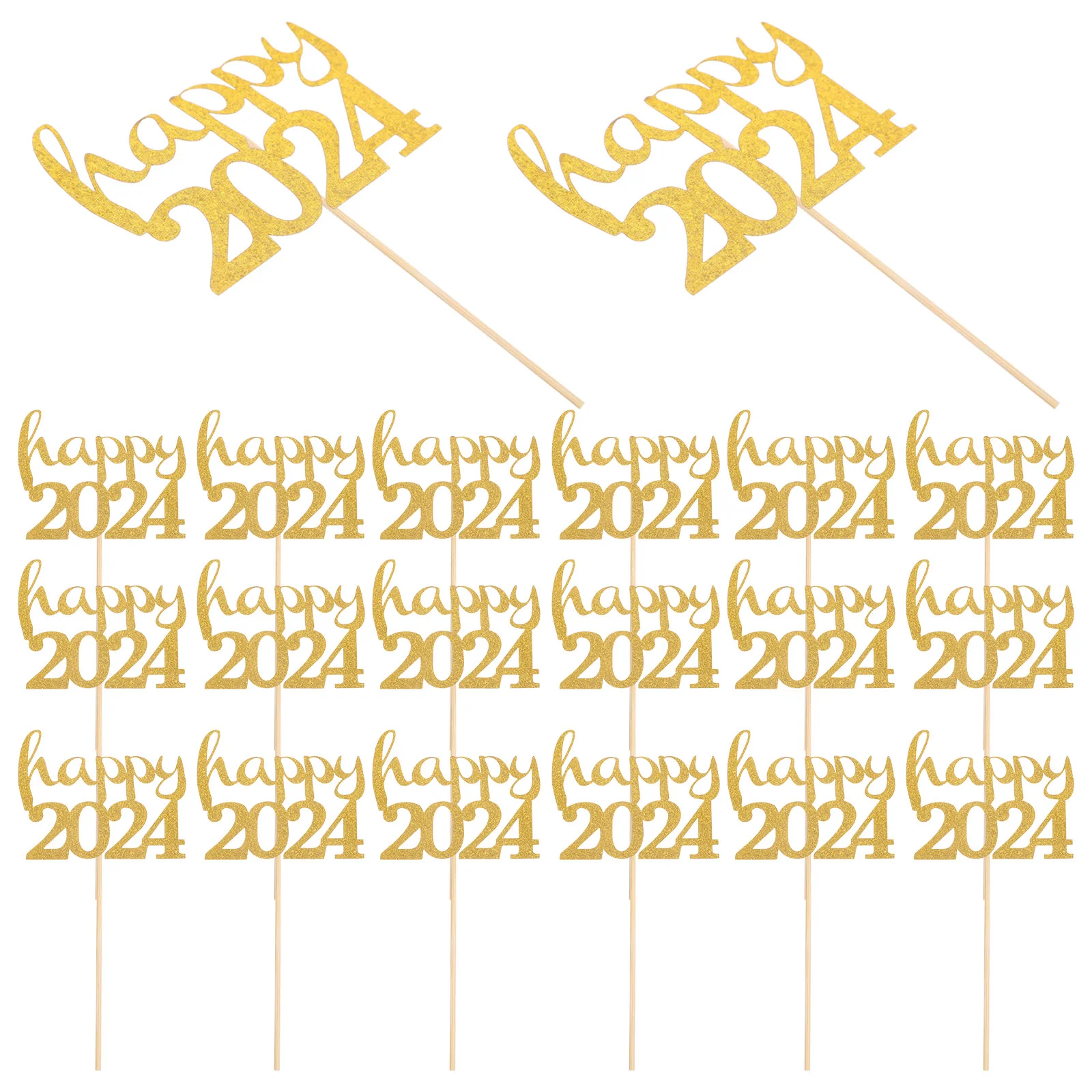

30pcs Cake Decorative Toppers Happy 2024 Cake Picks Cake Decorative Ornament
