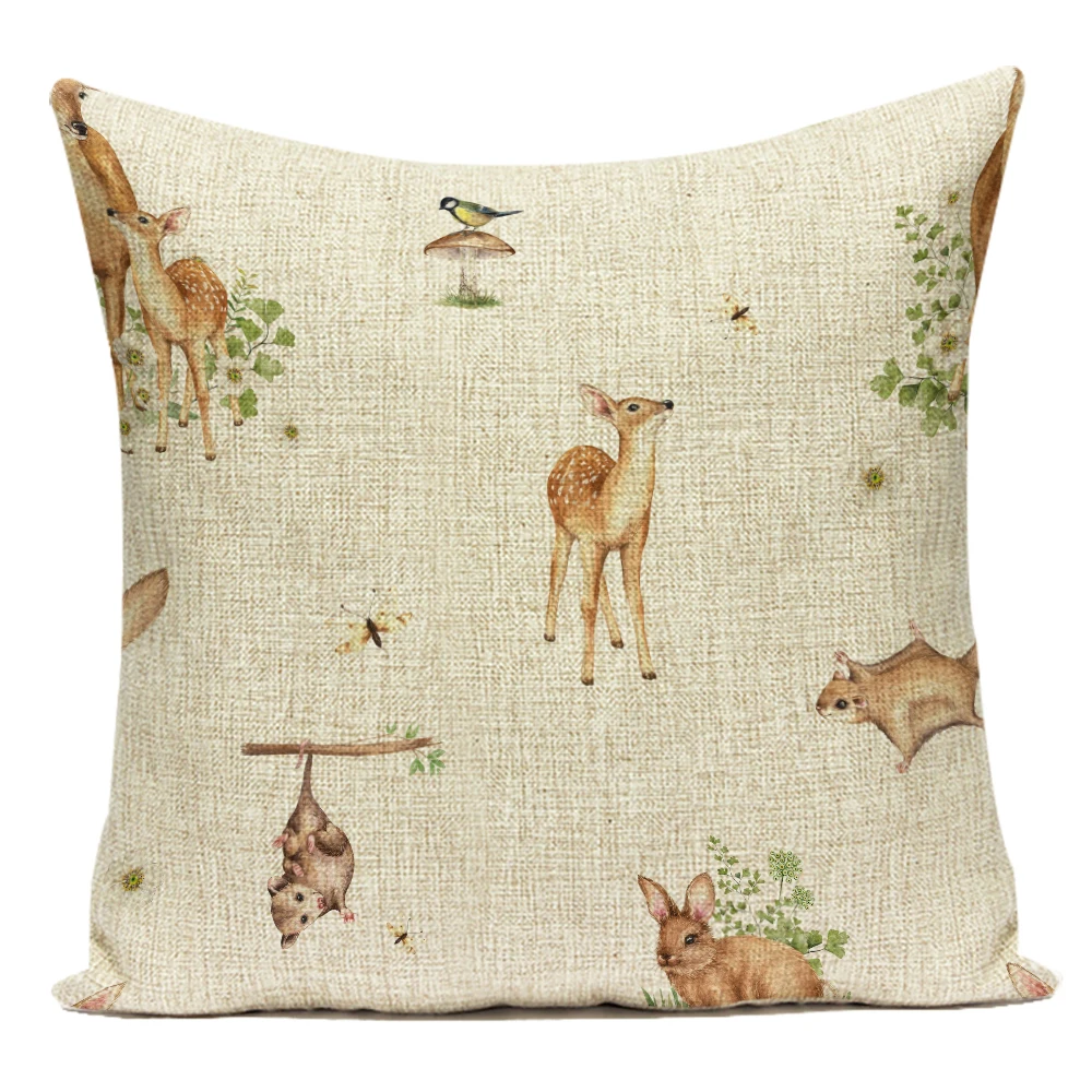

Deer Personalized Gift Animal Decorative Pillows for Bed Cartoon Chair Gamer Bedroom Rabbit Square Useful Things for Home E2269