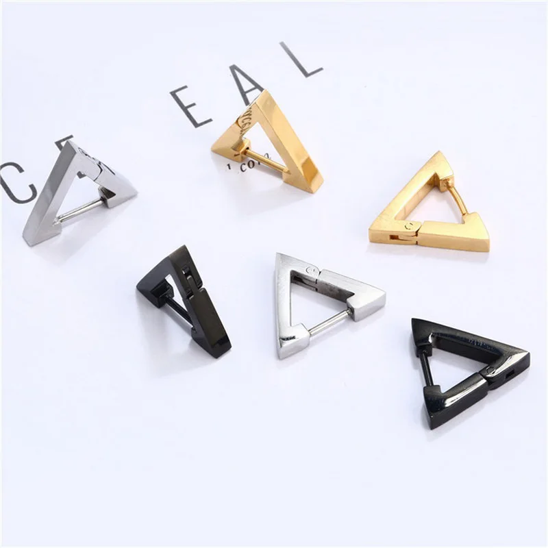 

1 Pc Triangle Unisex Punk Rock Earrings Stainless Steel Women Men Stud Earring Pierced Push-Back Ear Plug Jewelry Gift