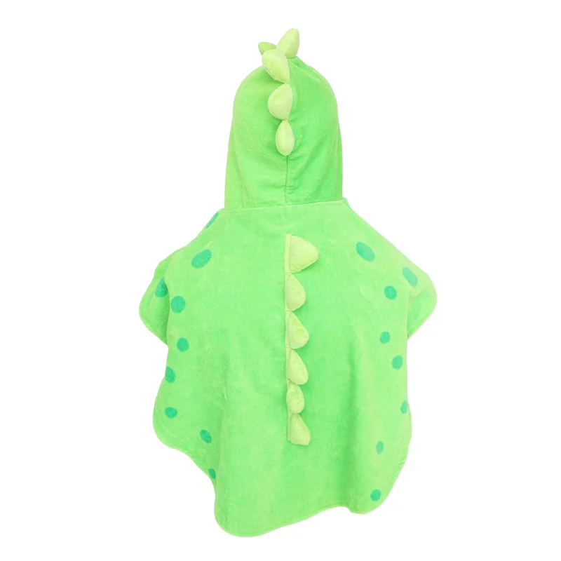 Robe Kids Hooded Beach Swimming Poncho Dinosaur Pattern(green+white 55 Cm X 110 Cm)