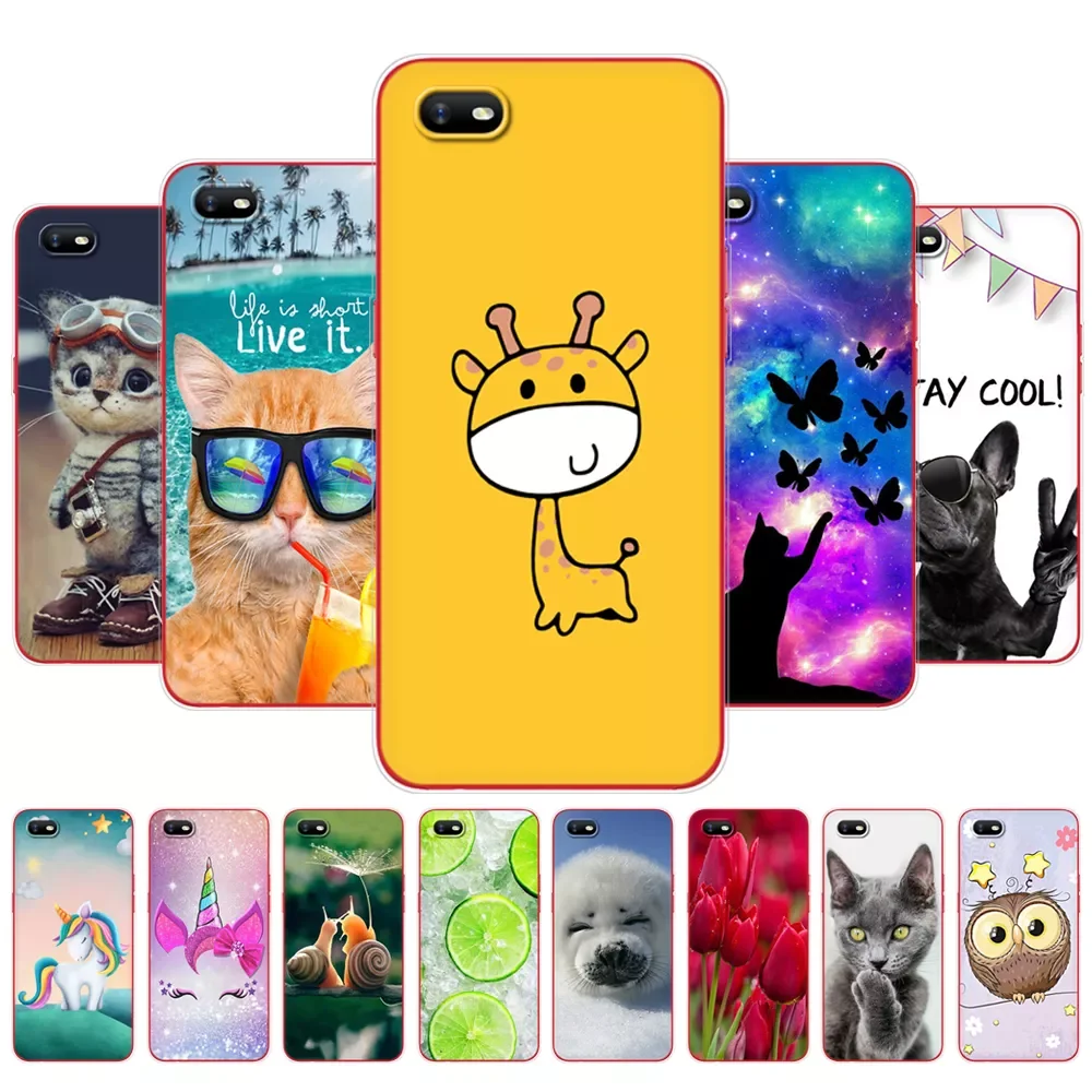 

For OPPO A1K Case 6.1" Soft touch Silicon TPU Back For oppo A1K CPH1923 Phone back Cover Bumper mobie Bag marble flower rose