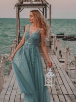 elegant evening womens dresses long a line v neck sleeveless floor length gown 2022 ever pretty of lace simple prom women dress