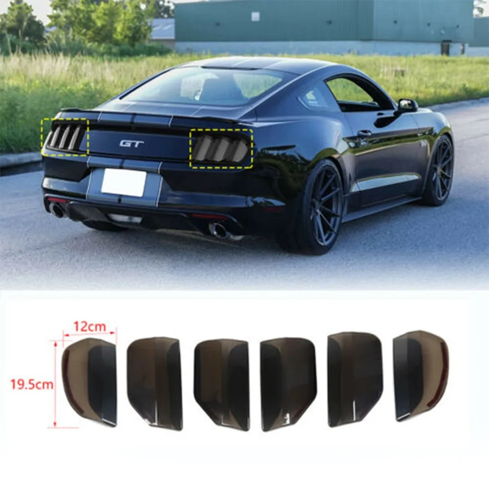 

6x Smoked Black Taillight Lampshade Protection Trim For Ford Mustang 15-17 Replacement Car Accessories high class fashion decor