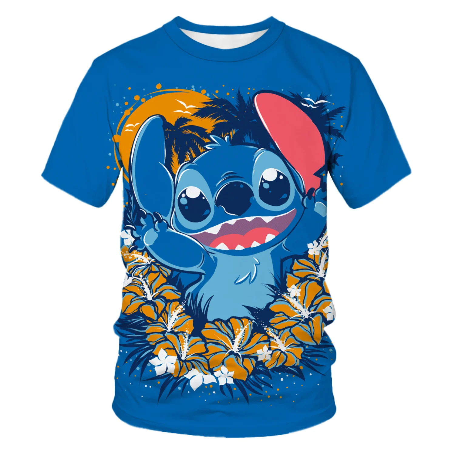 

Футболка с принтом ститча, футболки с коротким рукавом и круглым вырезом, повседневная детская одежда с аниме, лето 2022, футболка, Детская толстовка