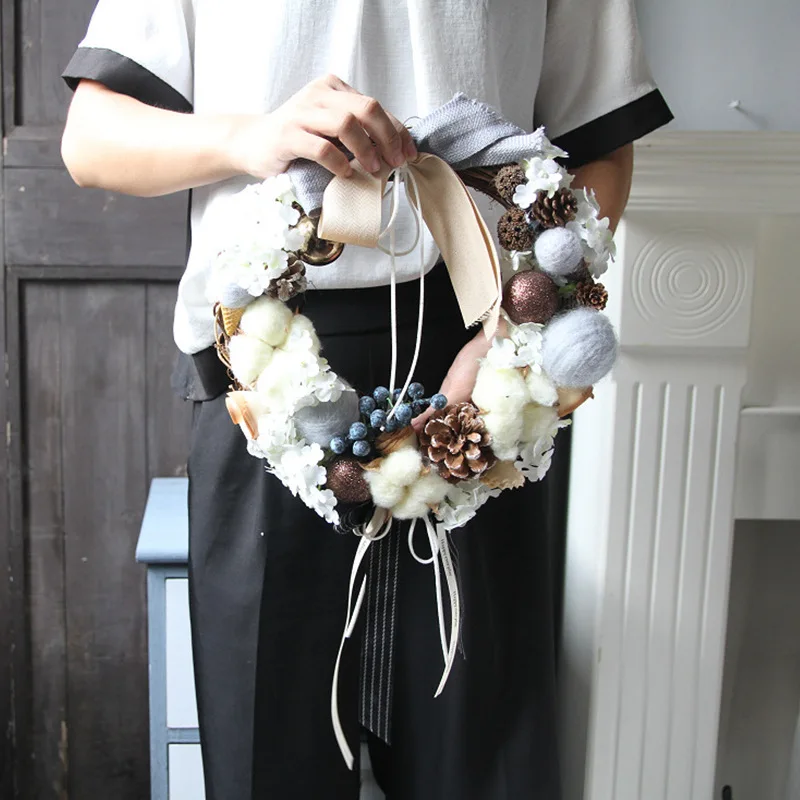 Новый Рождественский венок Xinyi Фотофон цветок виноградный круг день банкет