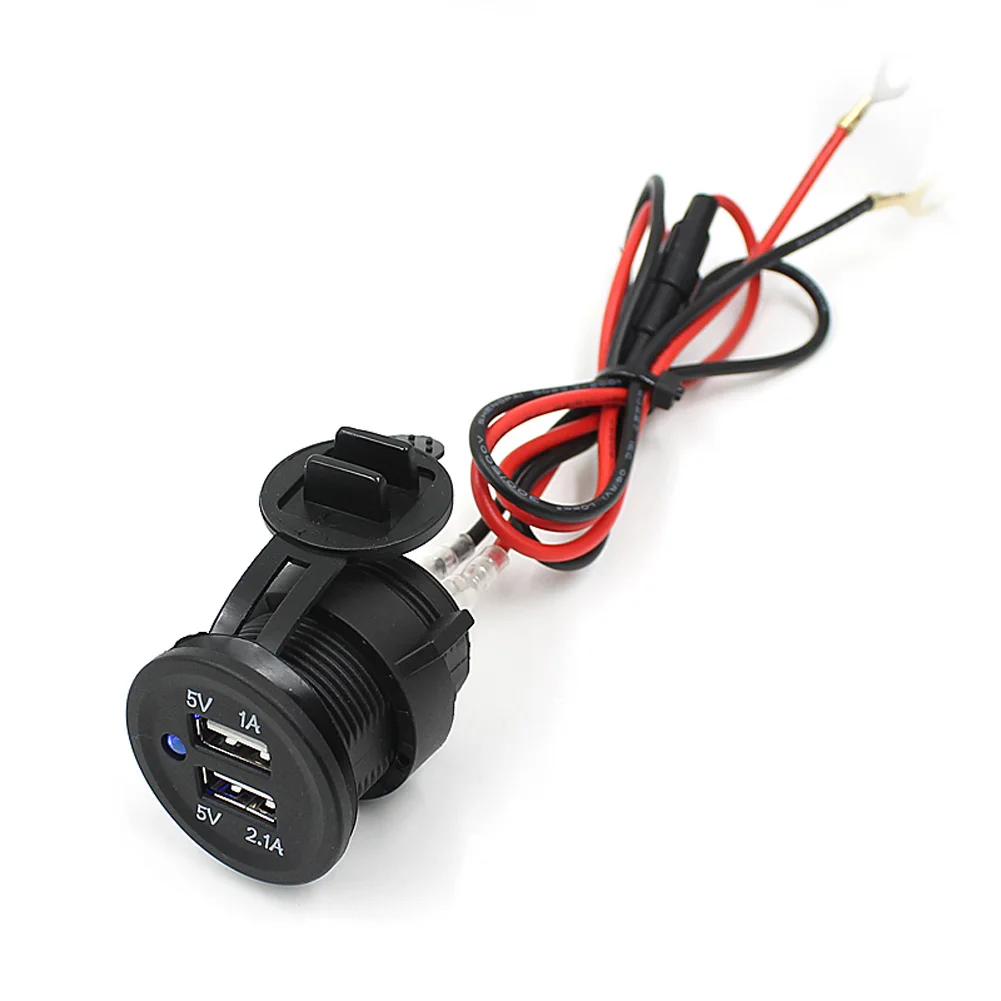 

Новейший портативный адаптер питания 12 В для автомобиля и мотоцикла, зарядное устройство для мобильного телефона с двумя USB-портами