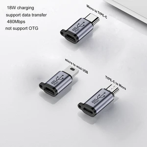 Usb-C к Micro USB Адаптер MicroUSB Micro USB к Mini USB Конвертер Разъем Поддержка зарядки Синхронизация данных 480 Мбит/с 18 Вт