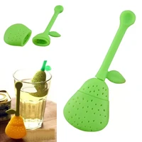 silicone pear shape tea leaf strainer loose herbal spice infuser filter diffuser portable tea brewing device kitchen tools