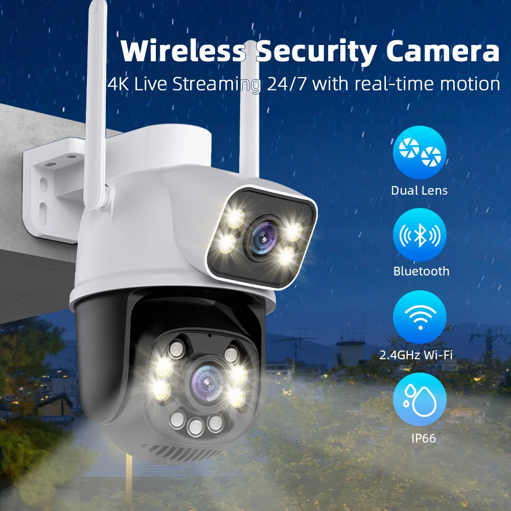 Outdoor Waterproof Wireless Security Camera Ai Human Detecti