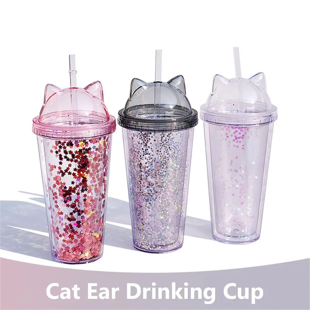 

Многоразовая чашка для смузи с блестками и соломинкой, 420 мл